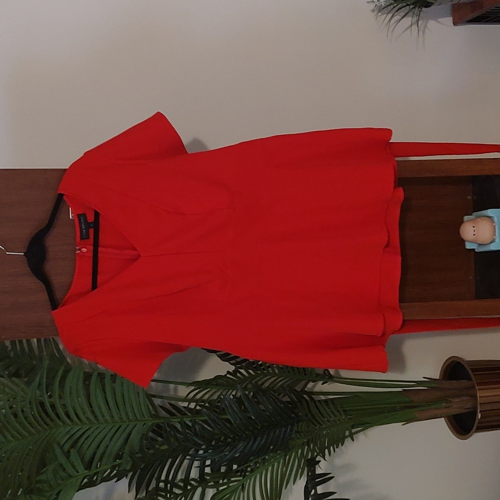 Lane Bryant Orange (Red?) Belted Peplum Top